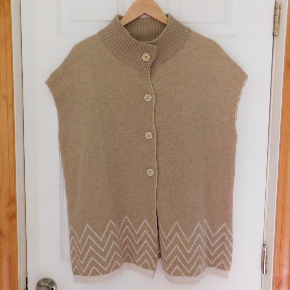 Note Di Anita Wool‎ Cashmere Sweater Poncho Made in Italy Brown One Size
